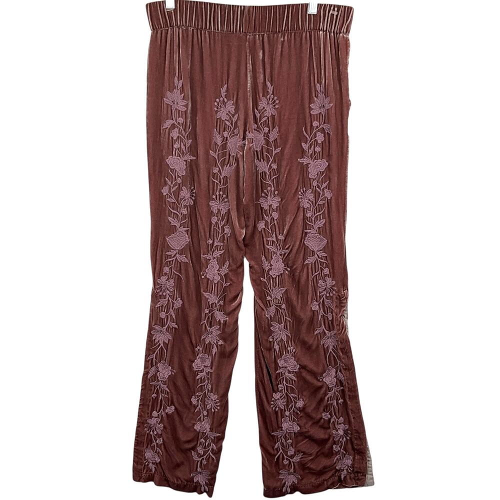 JW Los Angeles Johnny Was Renee Velvet Palazzo Pants Womens S Mauve Side Slits - Picture 4 of 11